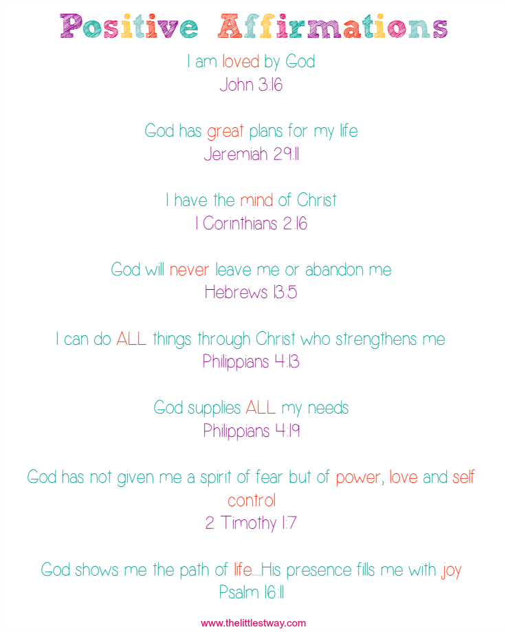 Daily Positive Scripture Affirmations